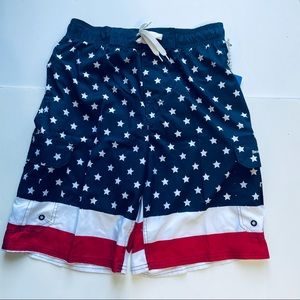 Mens Stars and Stripes Swim Trunk Small